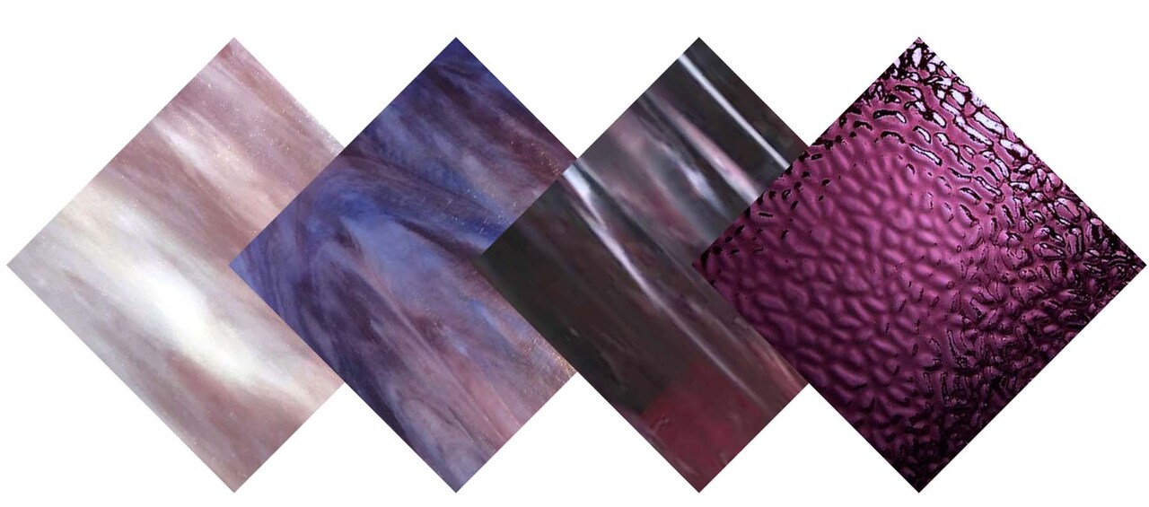 Wissmach 4 Sheet Purple Variety Stained Glass and Mosaic Glass